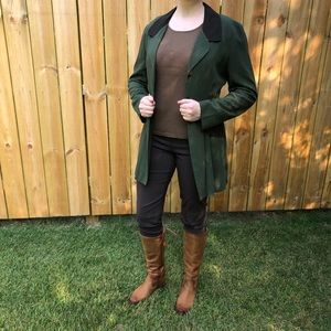 Vintage Dark Academia Style Green Skirt Suit